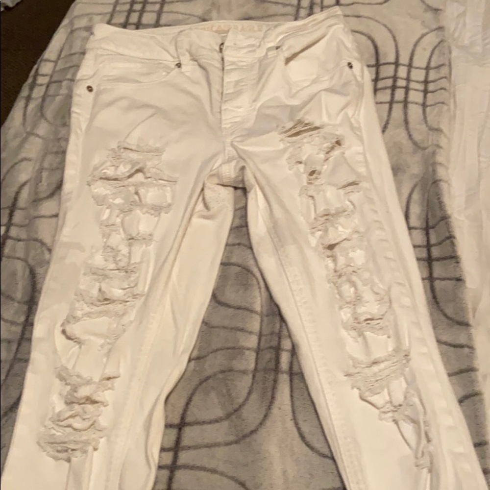 White ripped mom jeans.